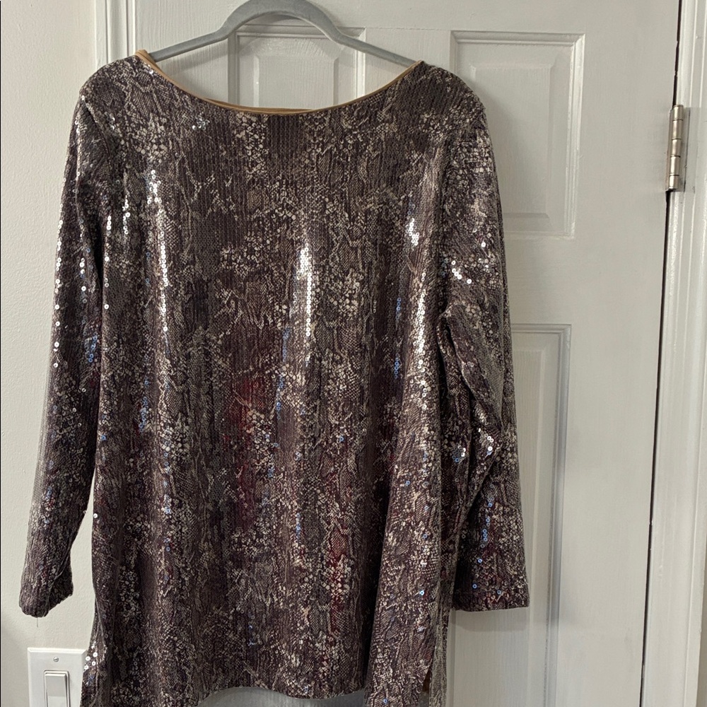 Chico's Shimmering Sequin Snake Print Blouse